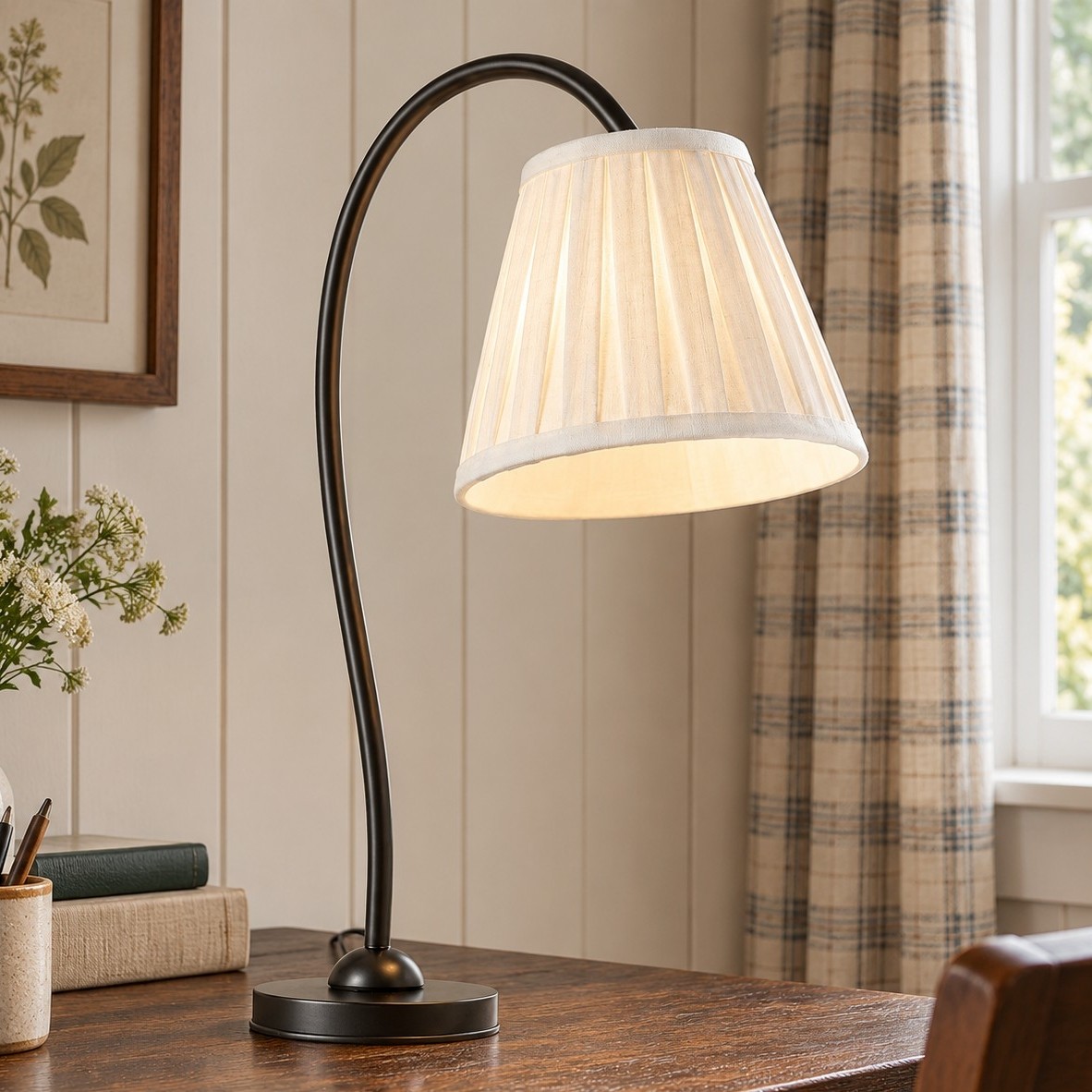 Bailey Vintage Linen Pleated Shade Table Lamp