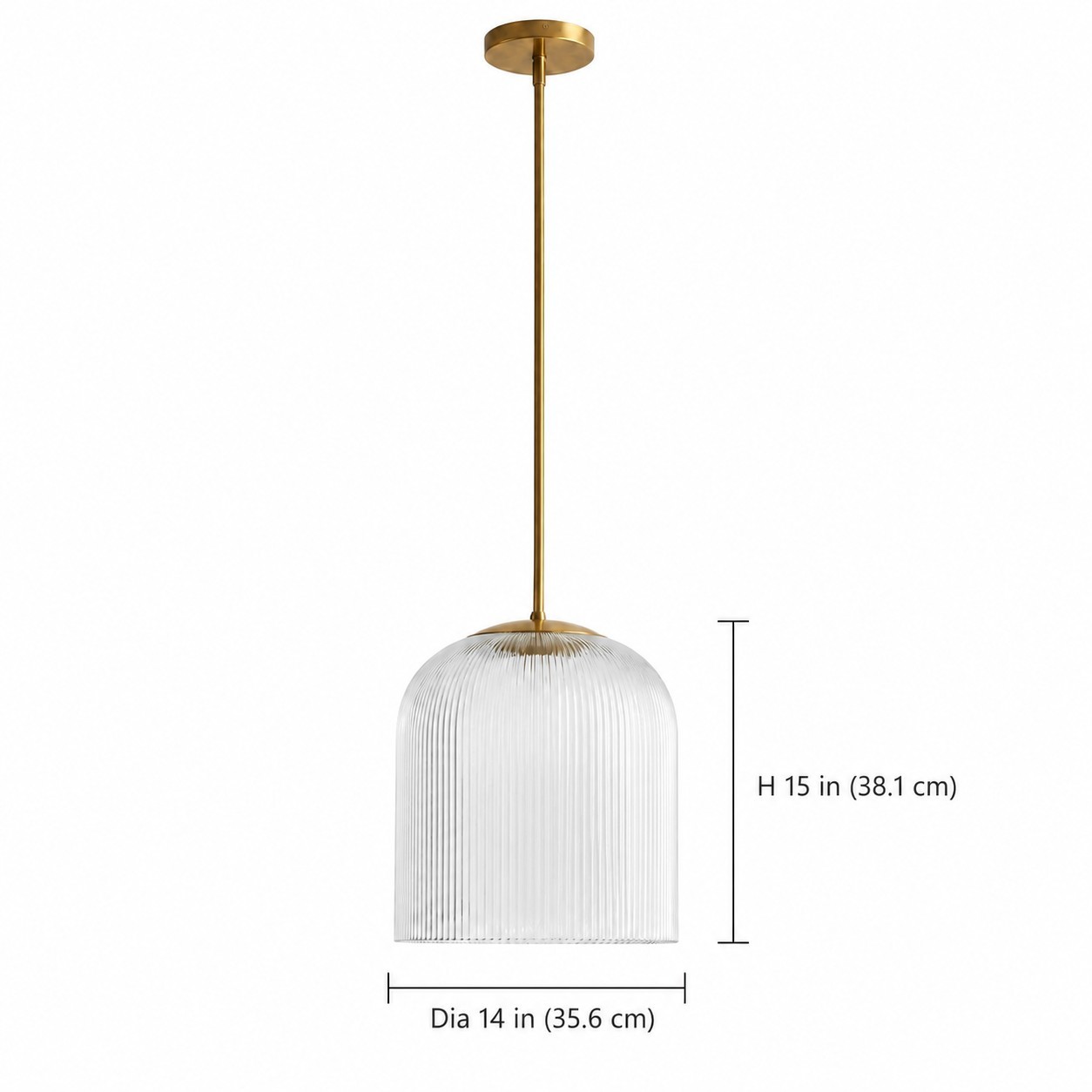 Alain Farmhouse Cooper Ribbed Glass Pendant Light For Dining Room & Kitchen