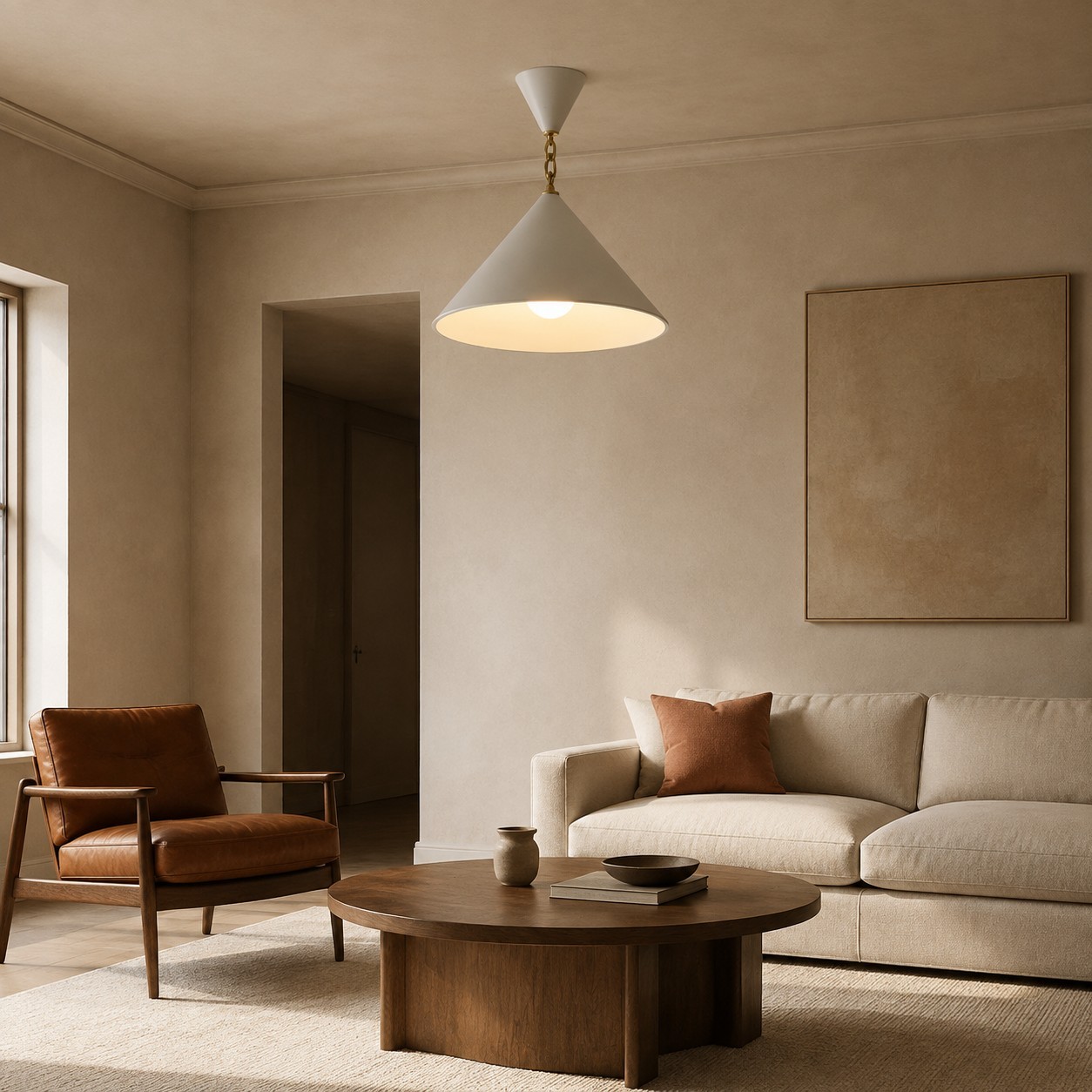 Aurelia Minimalist Plaster Cone Pendant Light