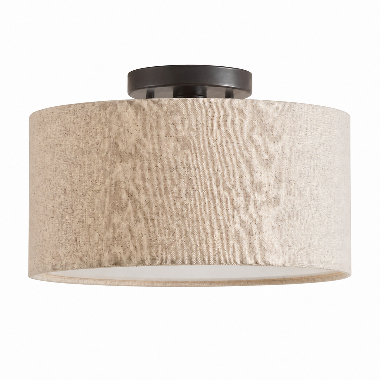 Joram White Linen Drum Ceiling Light