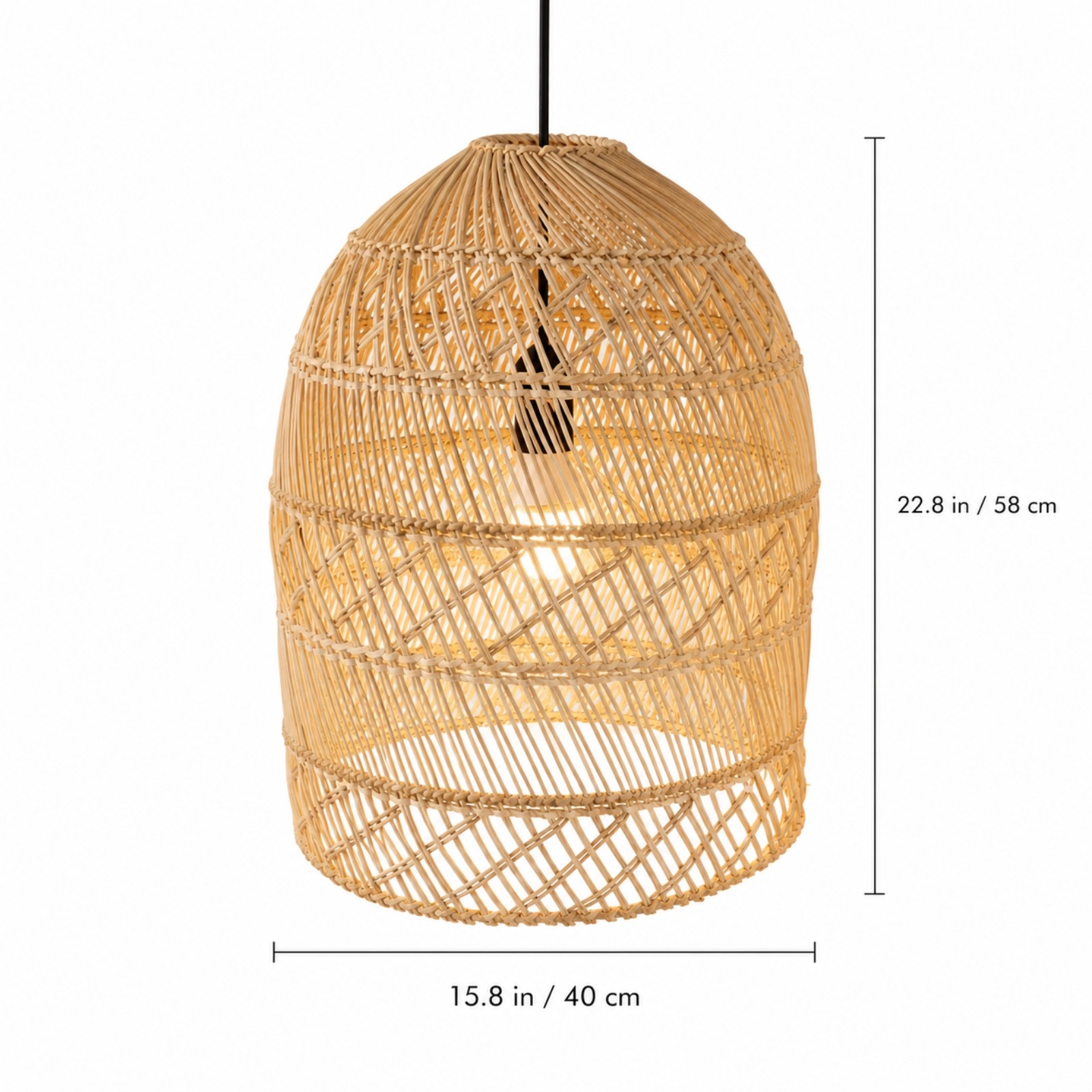Juno Scandinavian Boho Woven Wicker Rattan Pendant Light