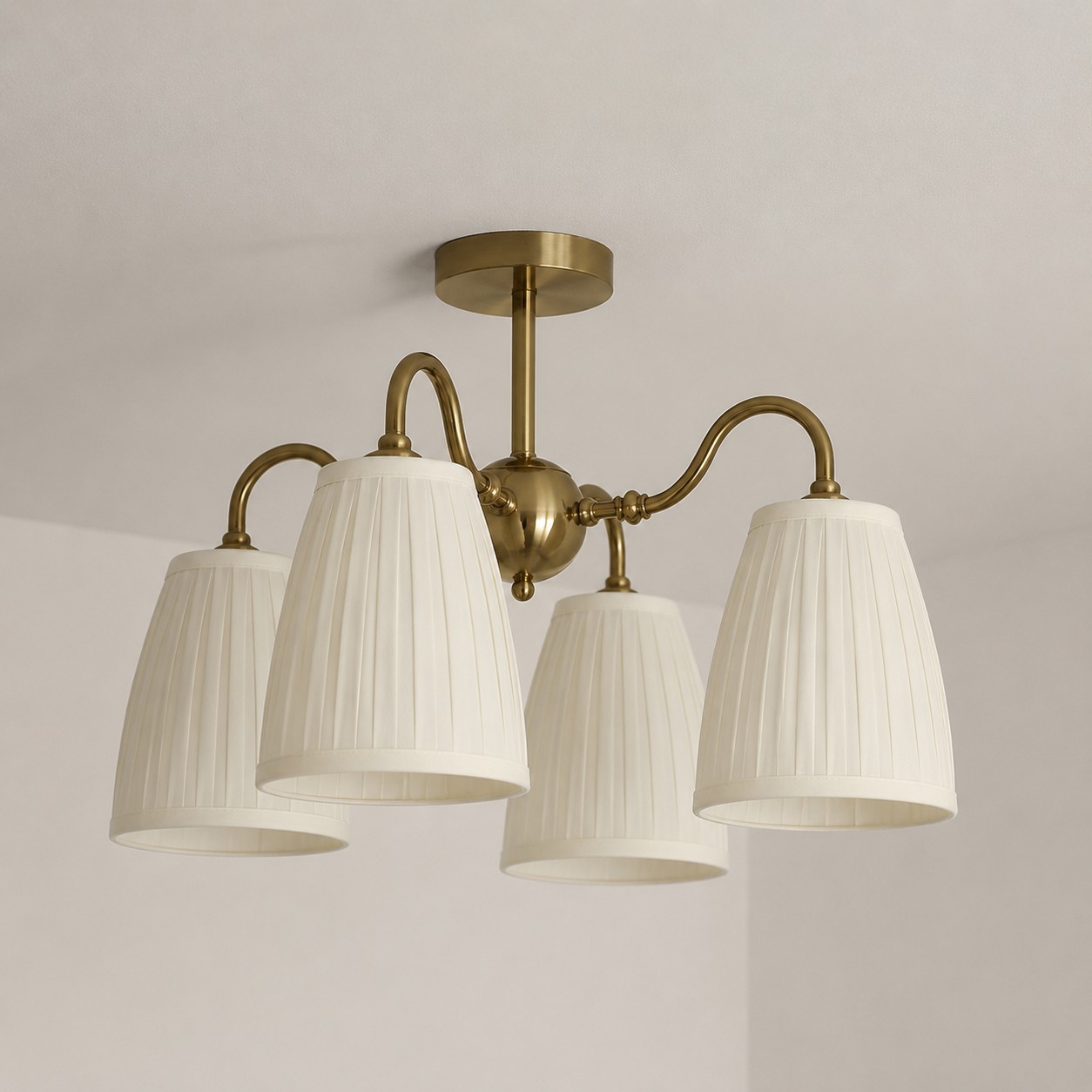 Cadmus Gold Textile Lamp Shade Semi Flush Mount Lighting