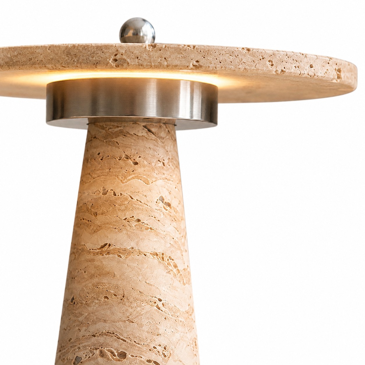 Aelwen Wabi Sabi LED Travertine Disc Table Lamp