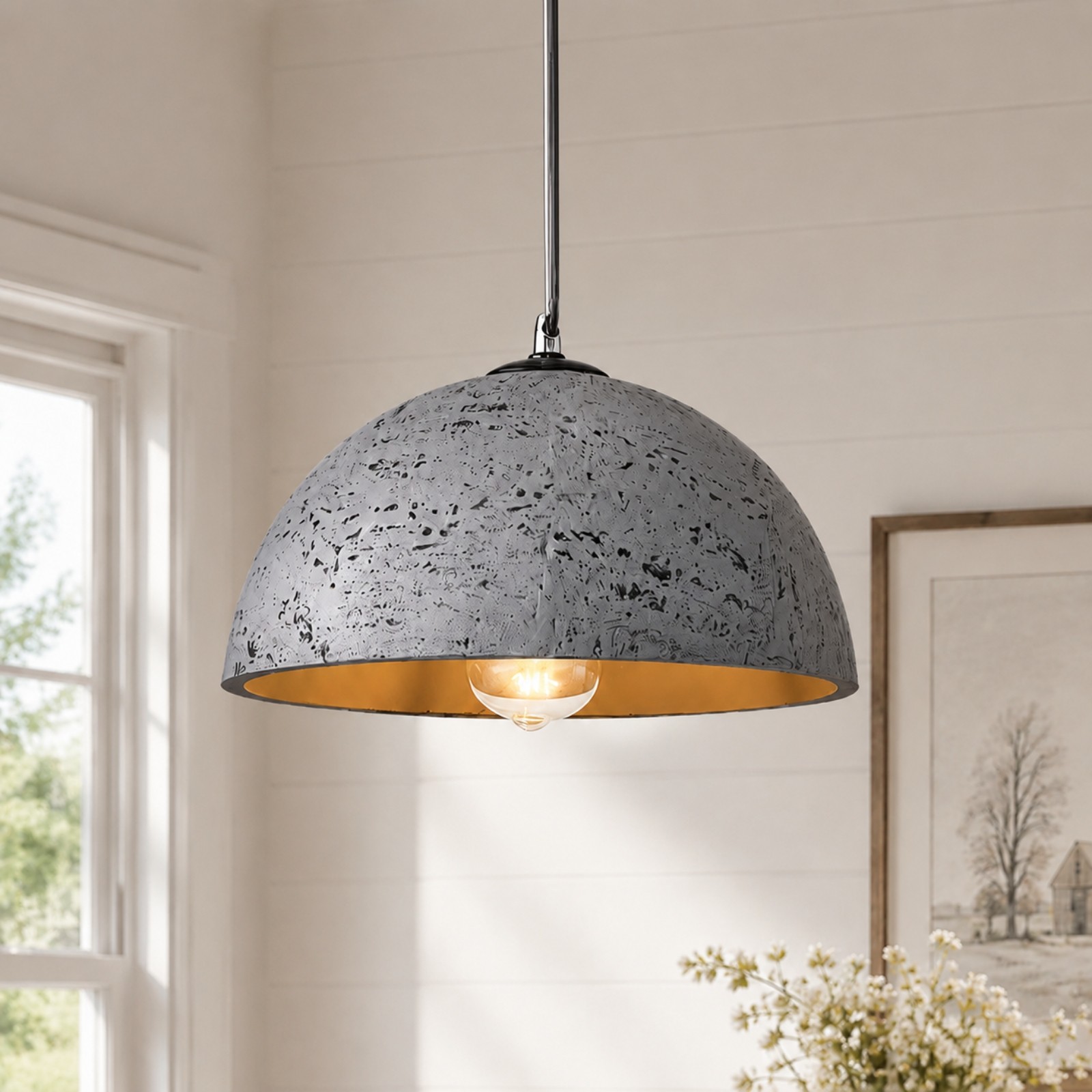 Luran Wabi Sabi Dome Stone Pendant Light