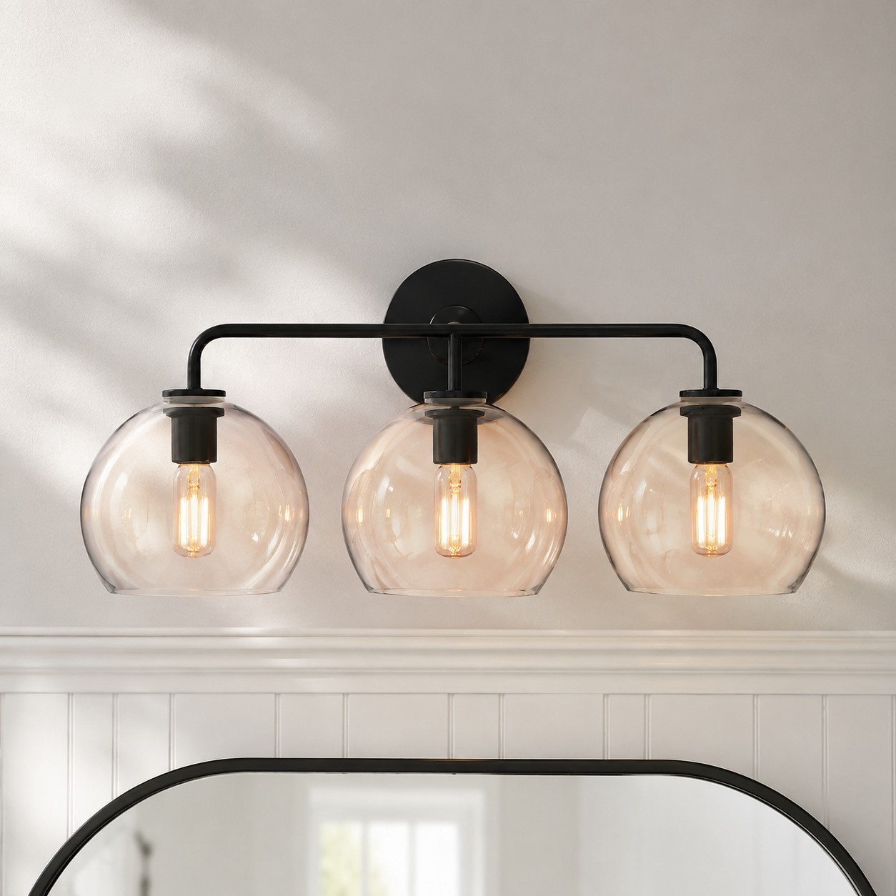 Konig Minimalist 3-Light Round Shade Brass Glass Wall Light