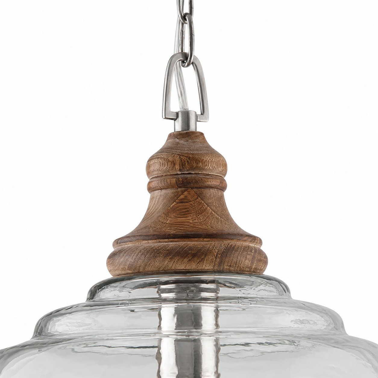 Alexander Farmhouse Wood Accent Clear Glass Pendant Light
