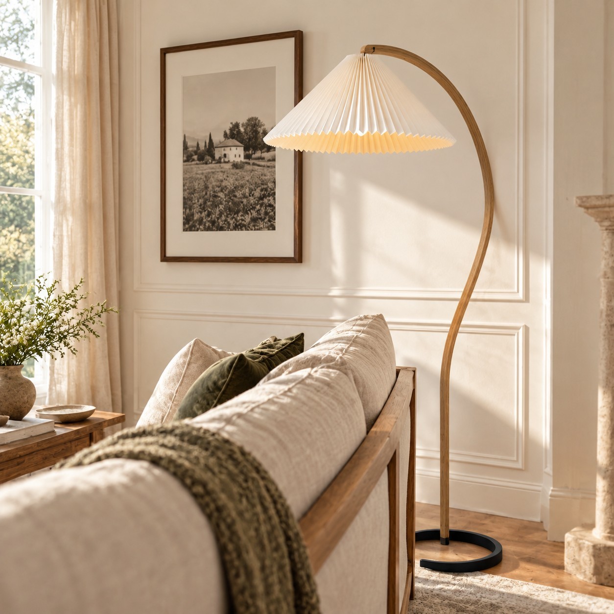 Anamika Vintage Mid Century Wooden Floor Lamp
