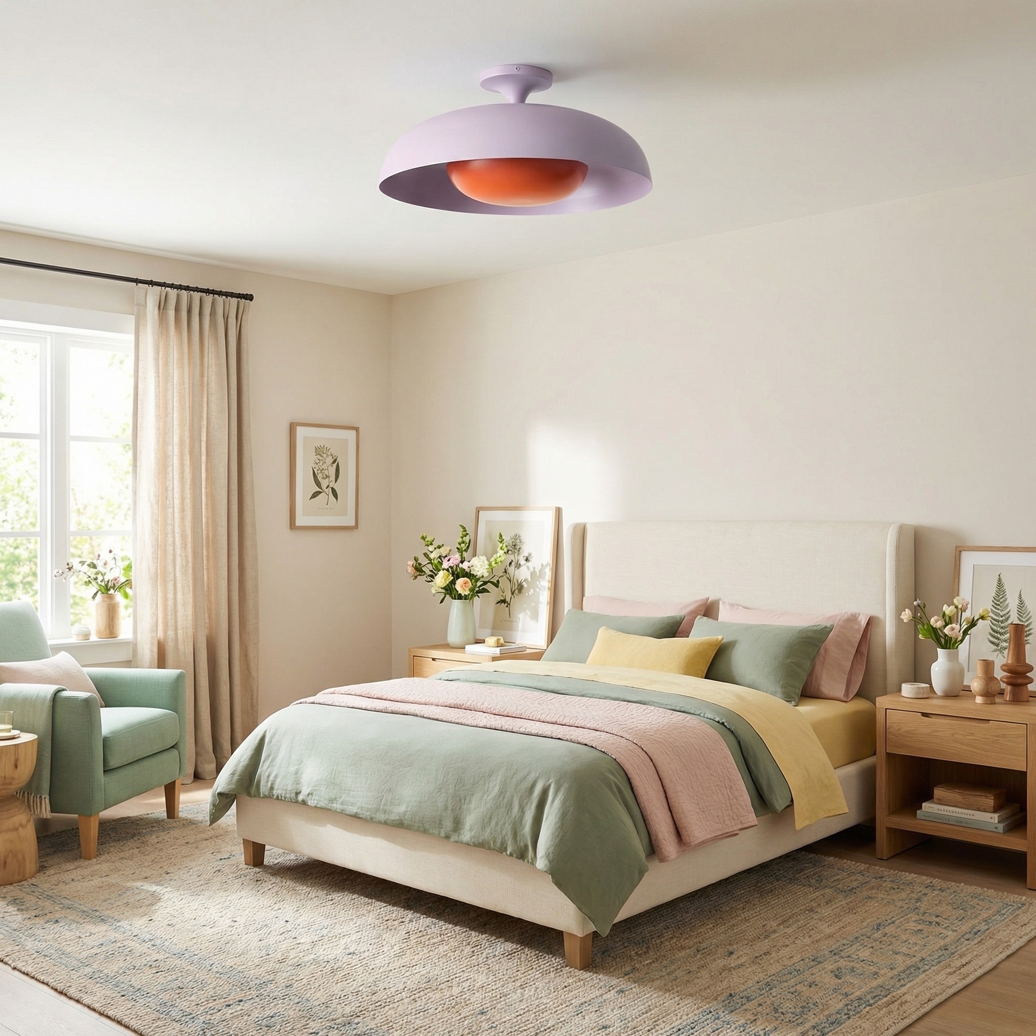 ‎Angelica Modern Yellow Metal Round Ceiling Light