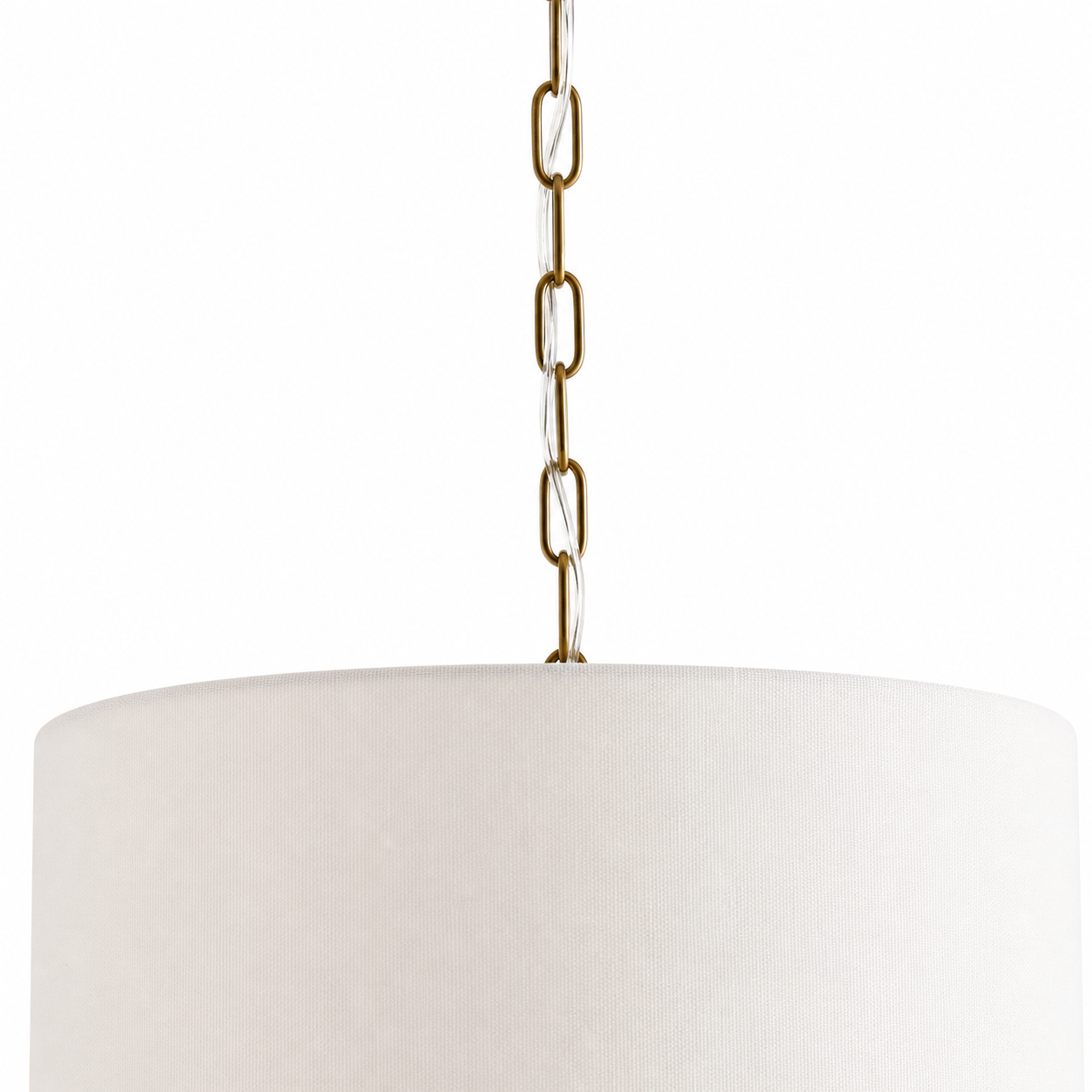 Toren Modern White Linen Drum Pendant Light