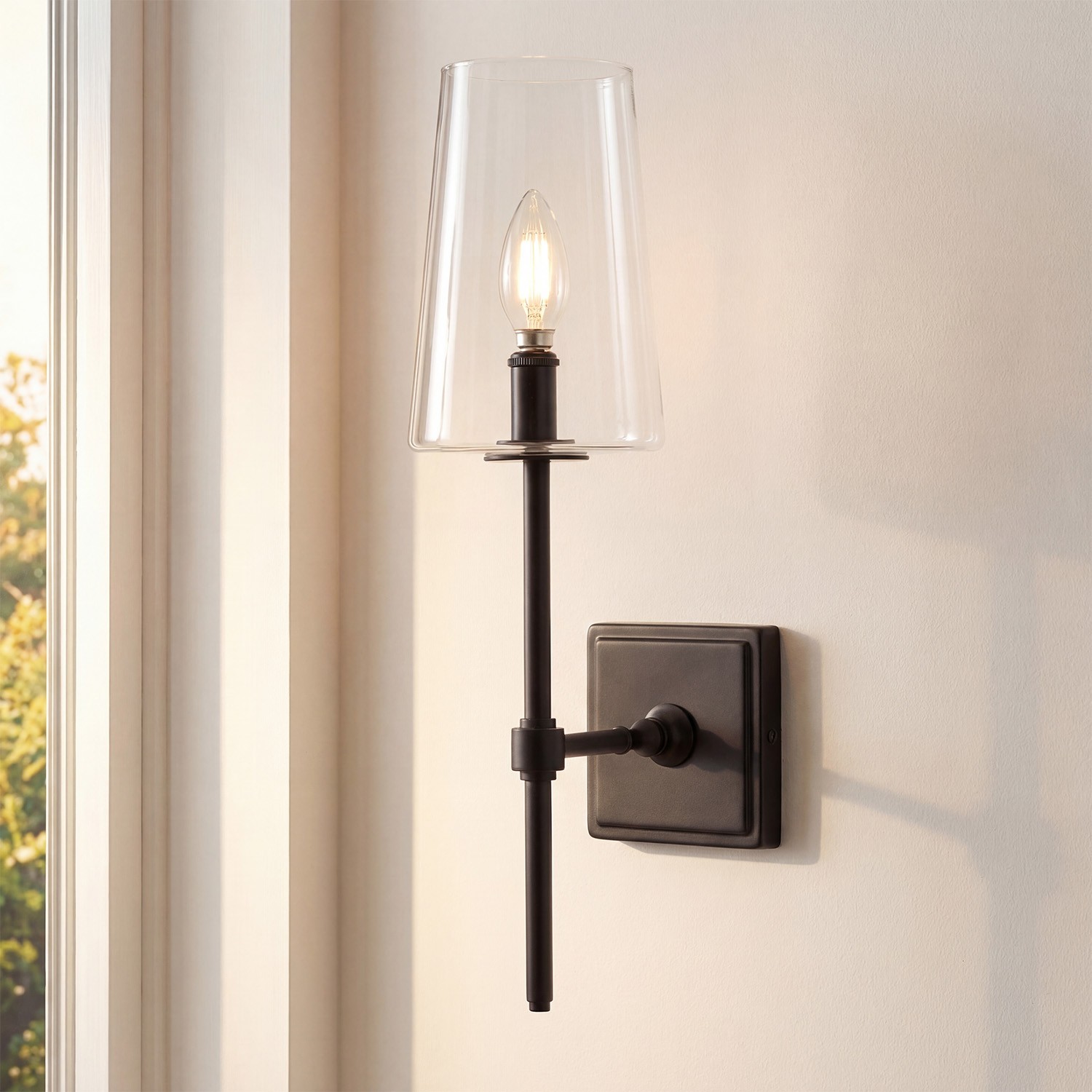 Murano Farmhouse Clear Glass Vanity Wall Sconce