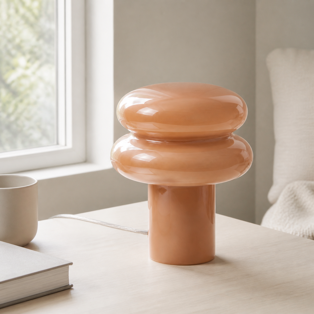Nymeros Scandinavian Glass Mushroom Table Lamp