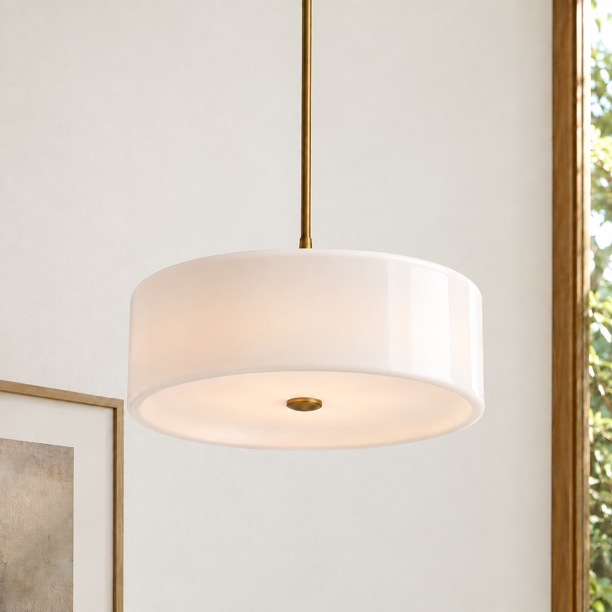 Xavier Modern Glossy Ceramic Drum Pendant Light