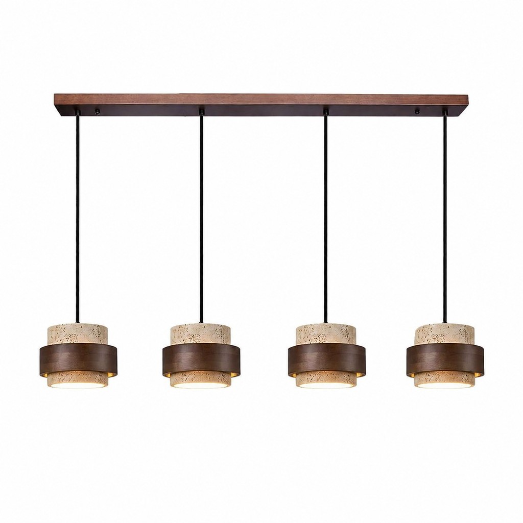 Timothy Wabi Sabi Cylindrical Travertine Pendant Light