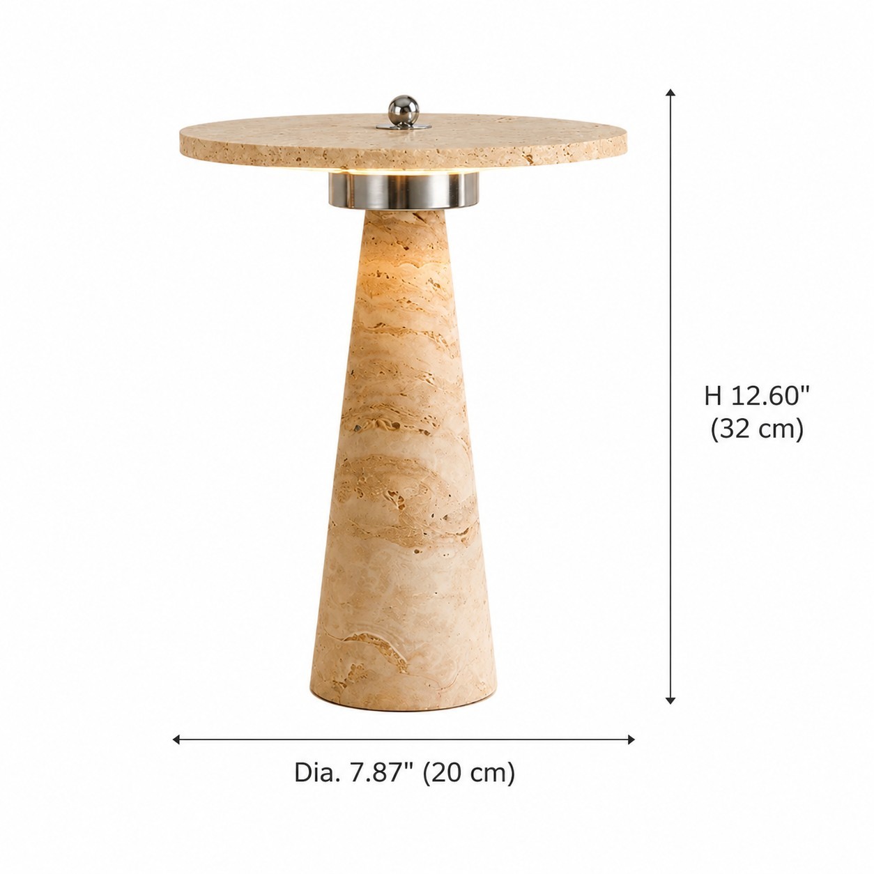 Aelwen Wabi Sabi LED Travertine Disc Table Lamp