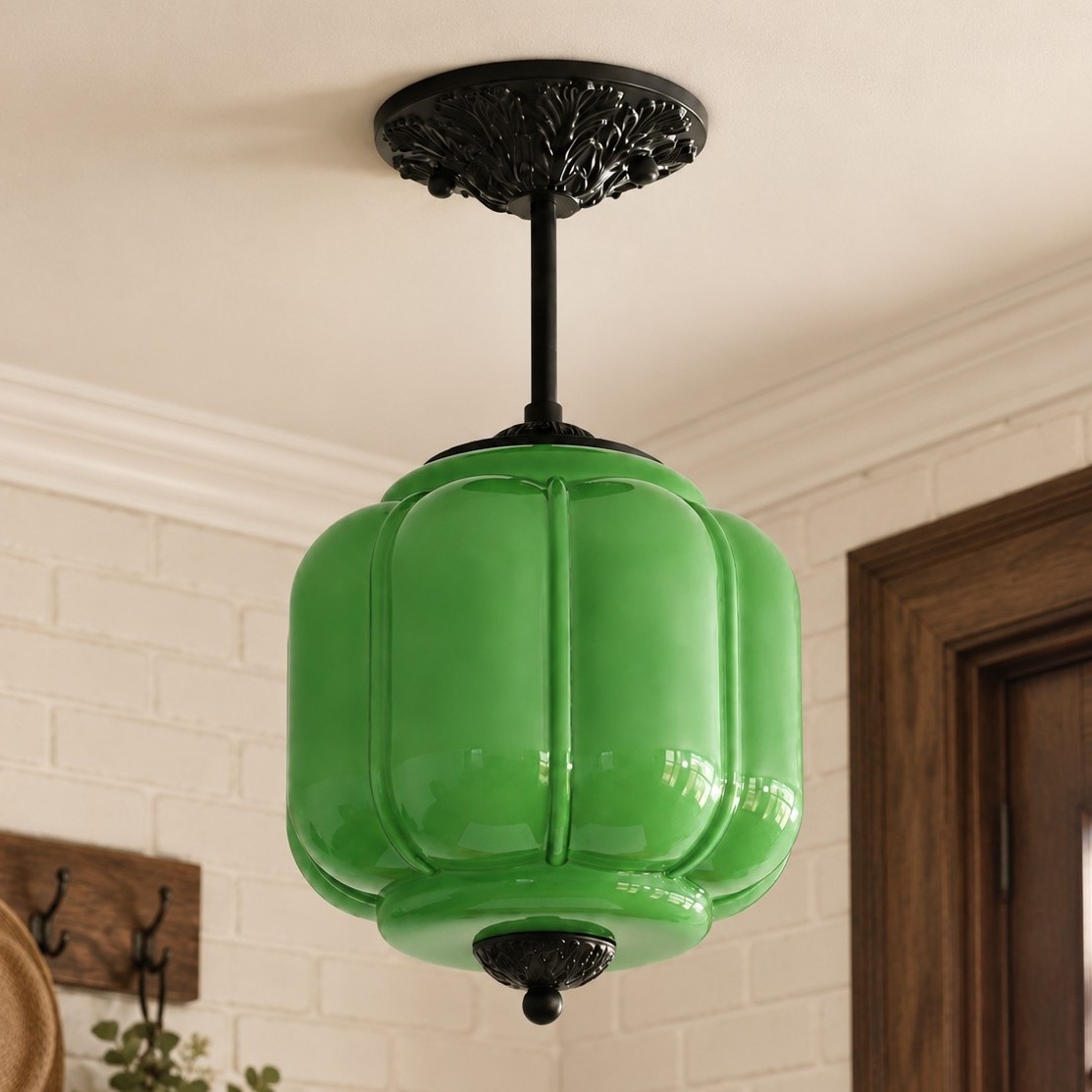 Conran Vintage Milk Glass Lantern Eloise Ceiling Light