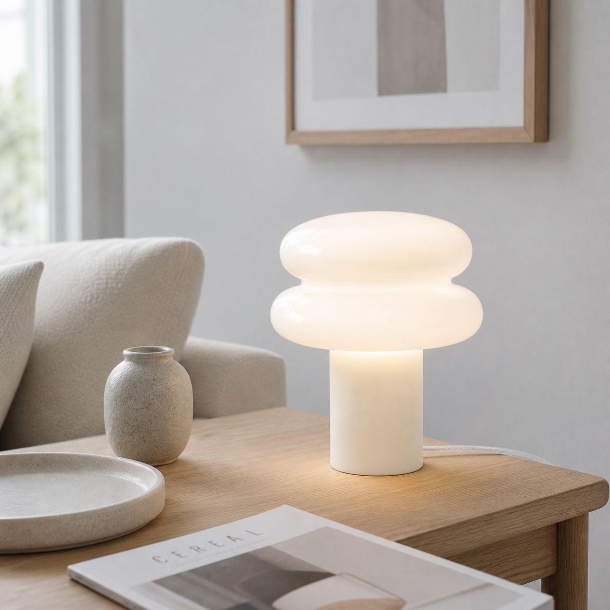 Nymeros Scandinavian Glass Mushroom Table Lamp