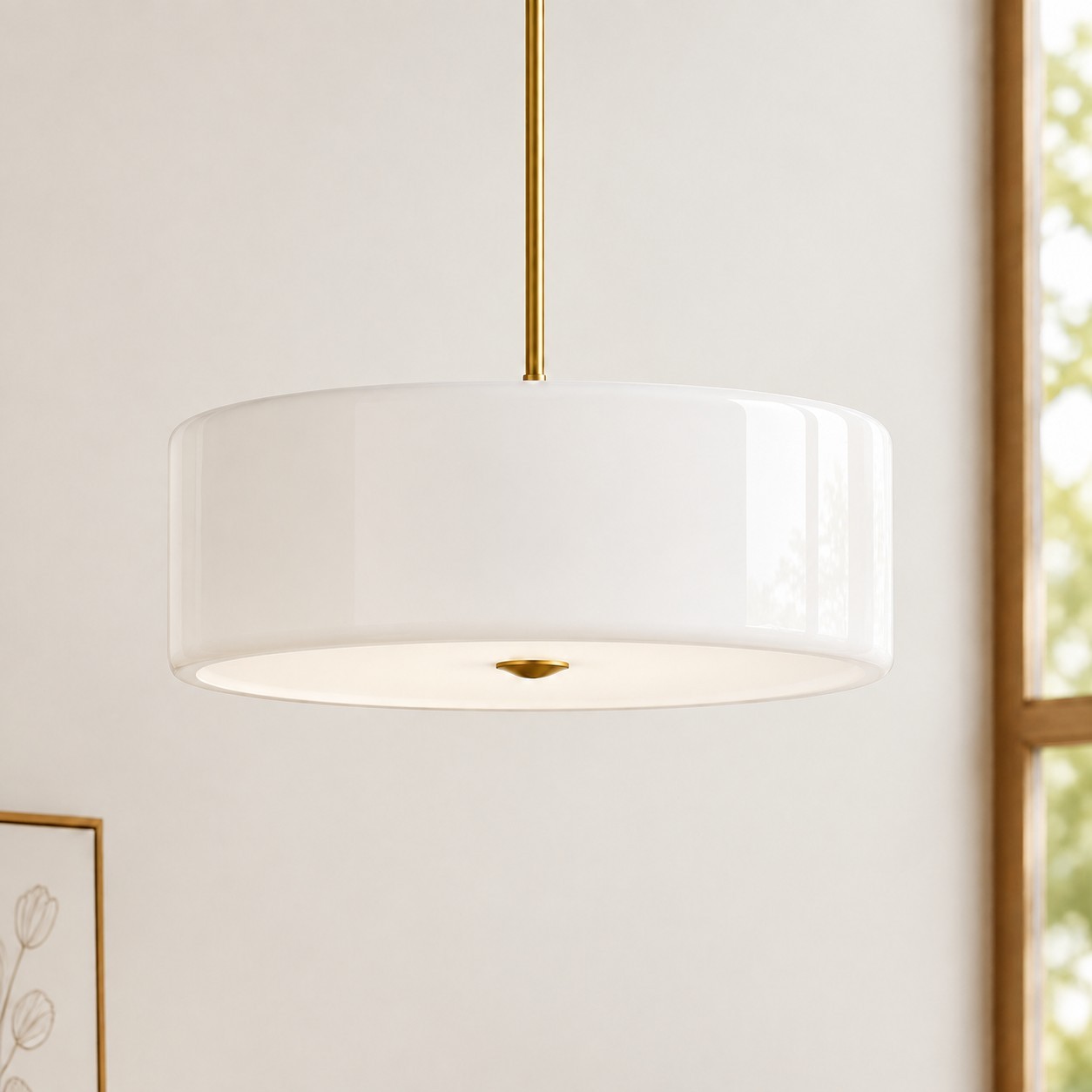 Xavier Modern Glossy Ceramic Drum Pendant Light