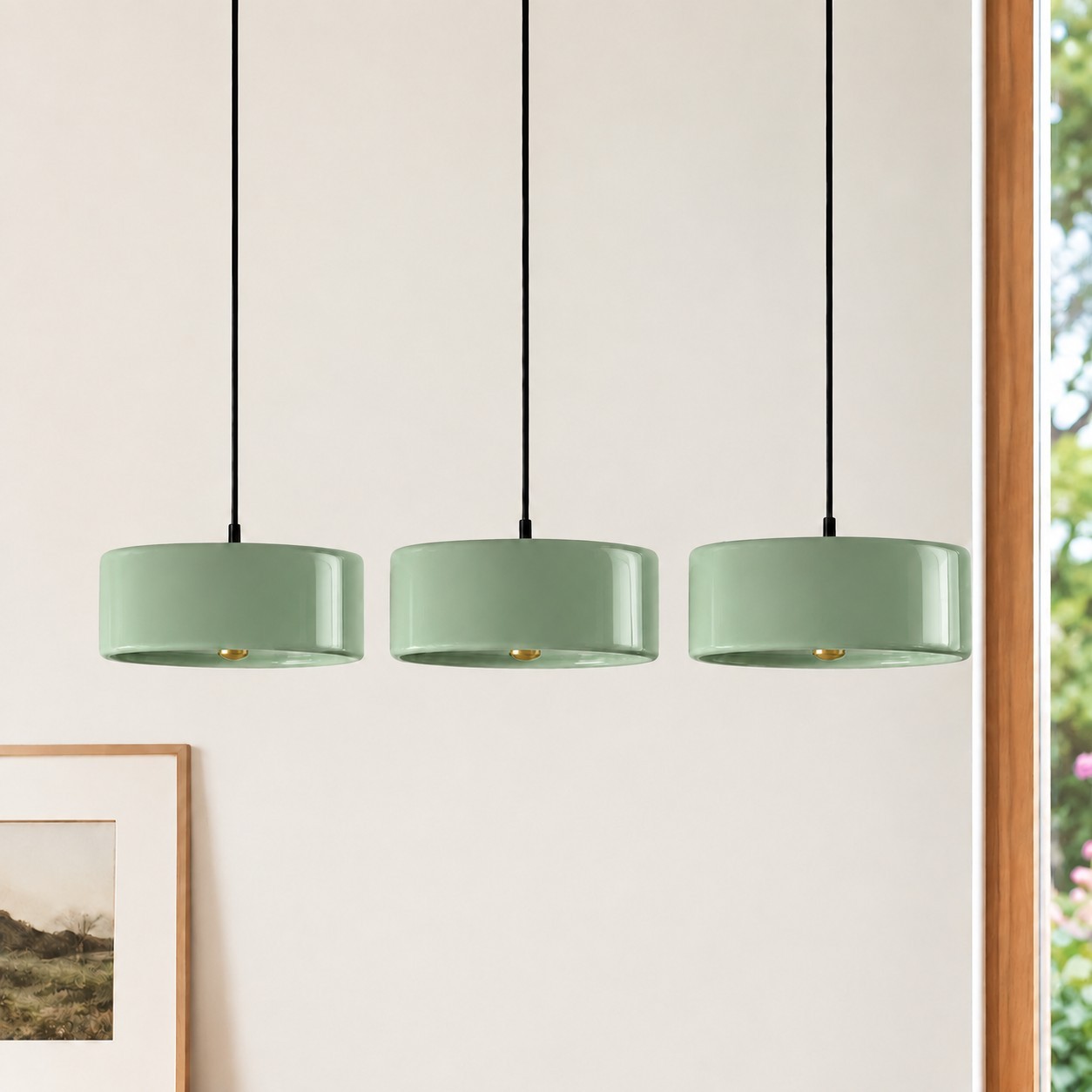Xavier Modern Glossy Ceramic Drum Pendant Light