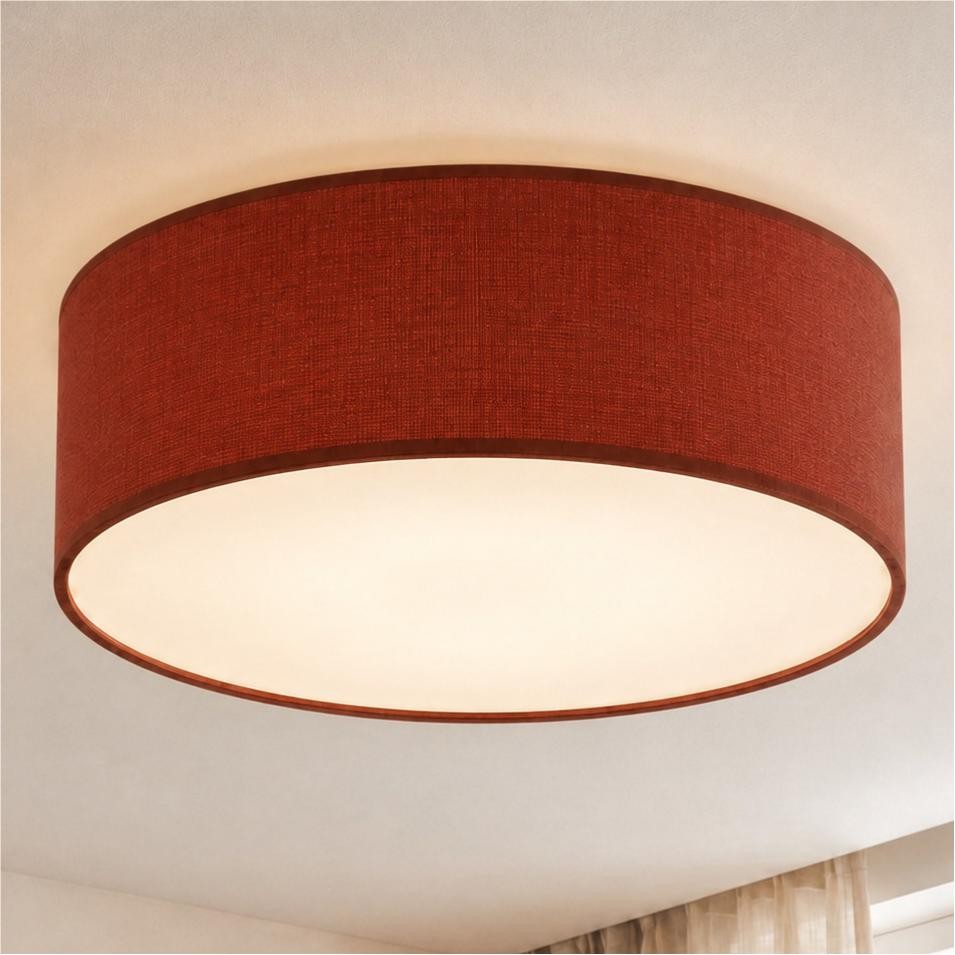 Toren Modern Linen Fabric Drum Flush Mount Ceiling Light