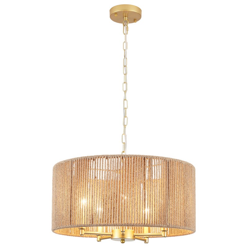 Haynes Rustic Rattan Dimmable Drum Pendant Light