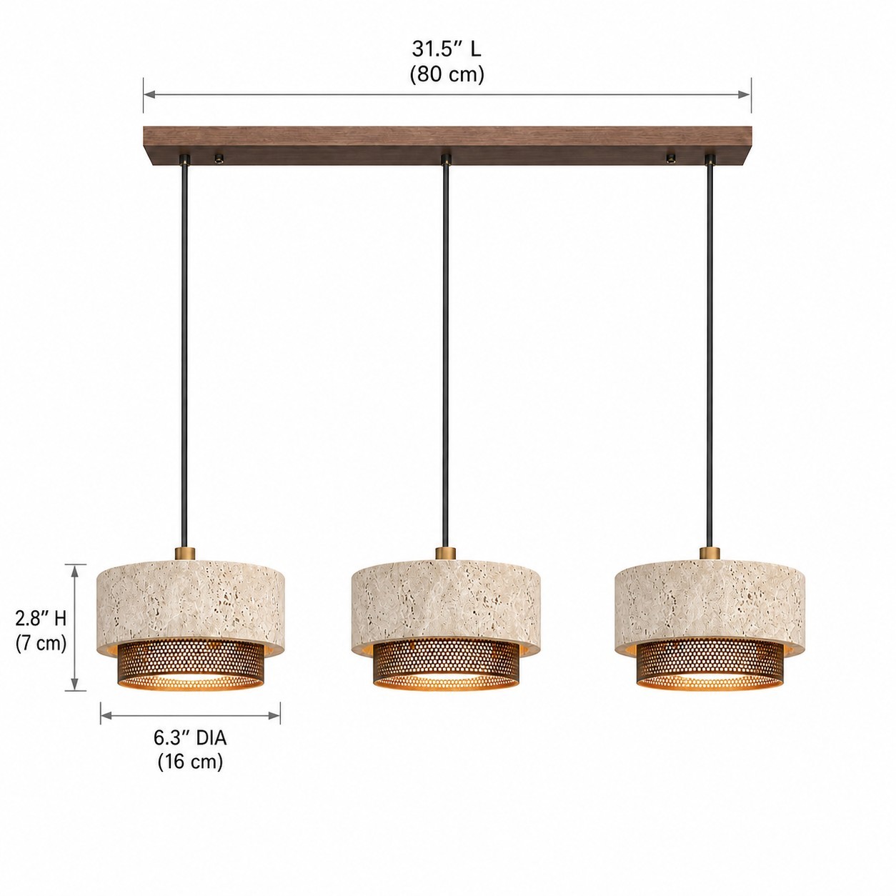 Calista Contemporary Travertine Metal Mesh Drum Pendant Light