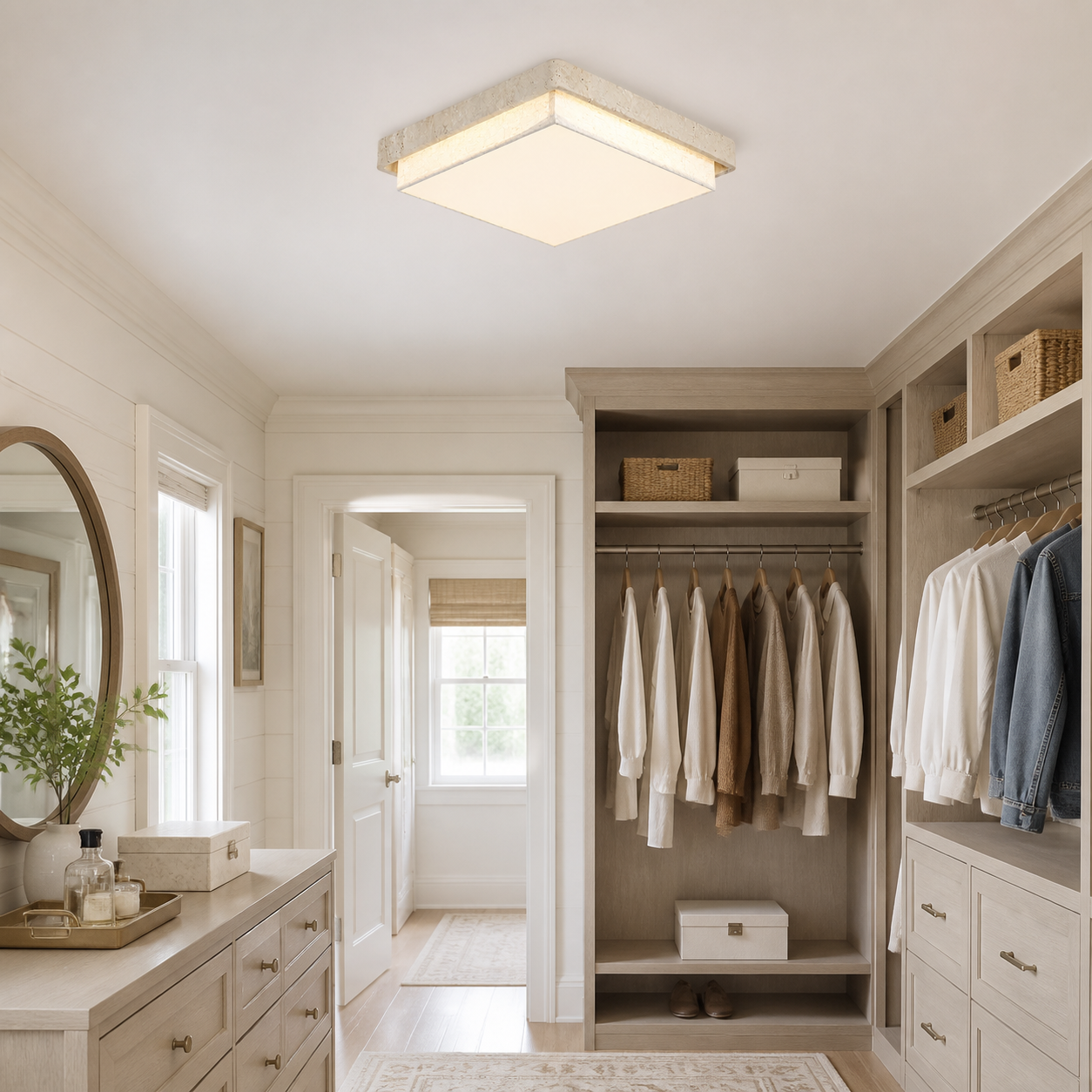 Cavell Wabi Sabi Travertine Flush Mount Ceiling Light