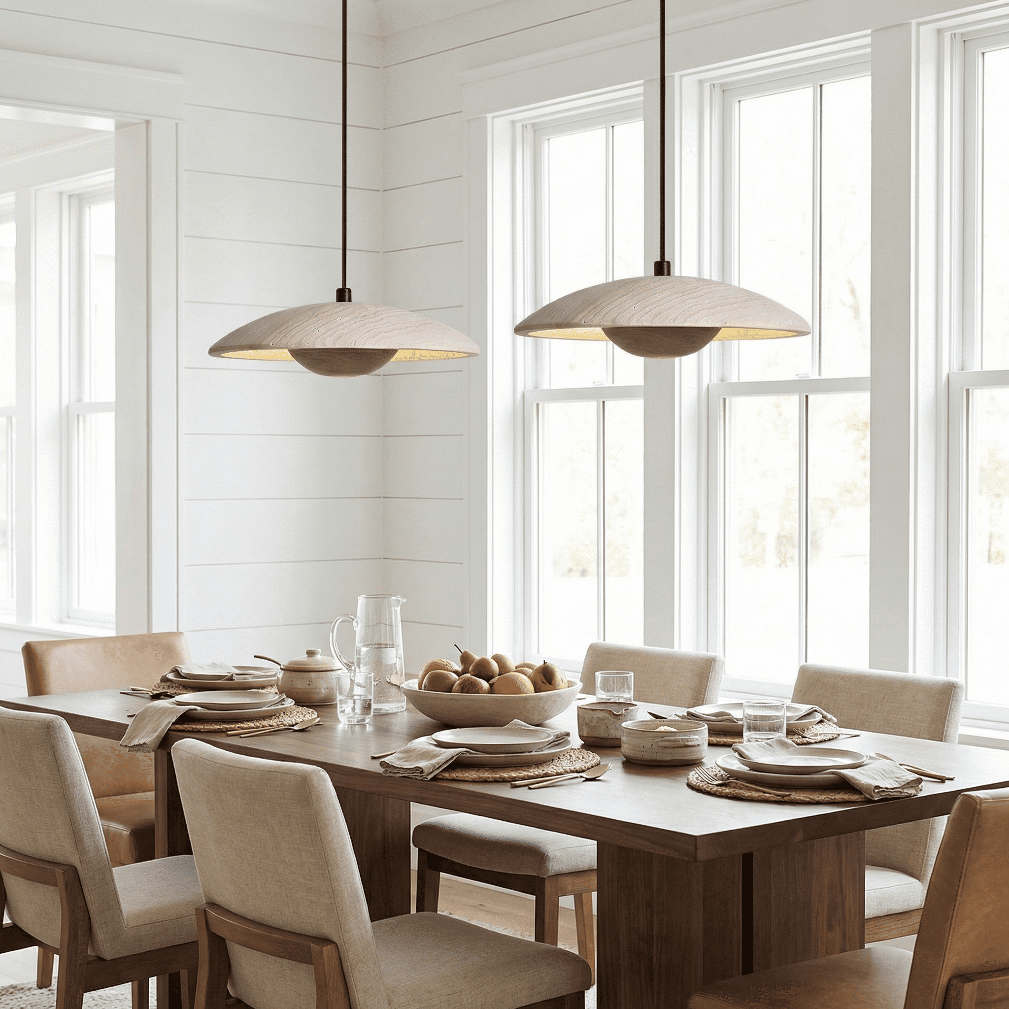 Kendra Cream Travertine UFO Pendant Lamp