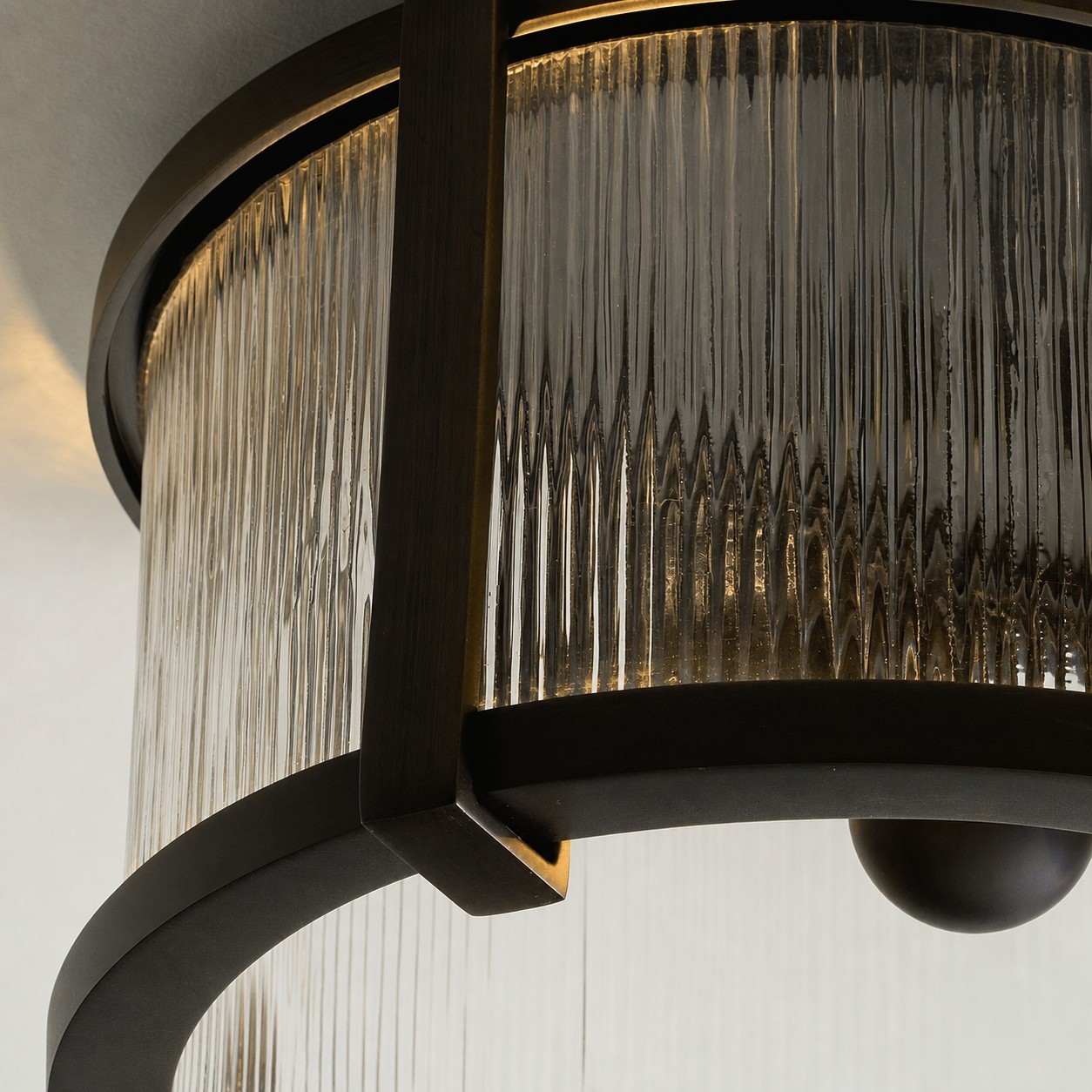 Gillen Vintage Ribbed Glass Drum Flush Mount Ceiling Light