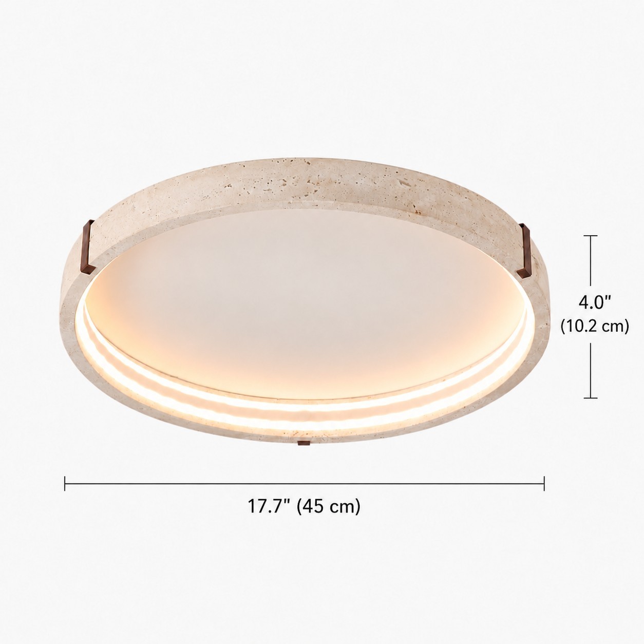 Anouk Modern Round Travertine LED Flush Mount Ceiling Light