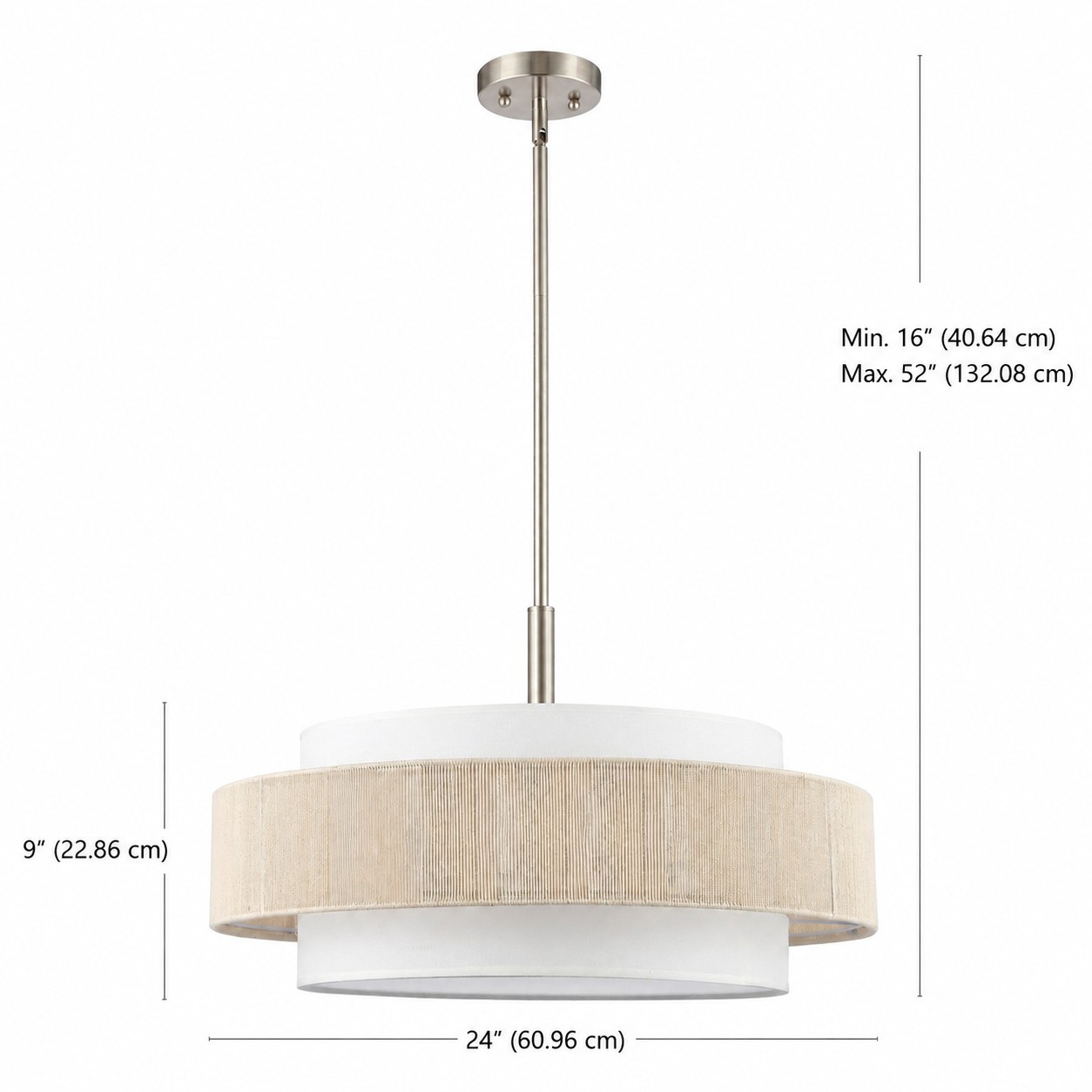 Tim Scandinavian Tiered Fabric Drum Chandelier