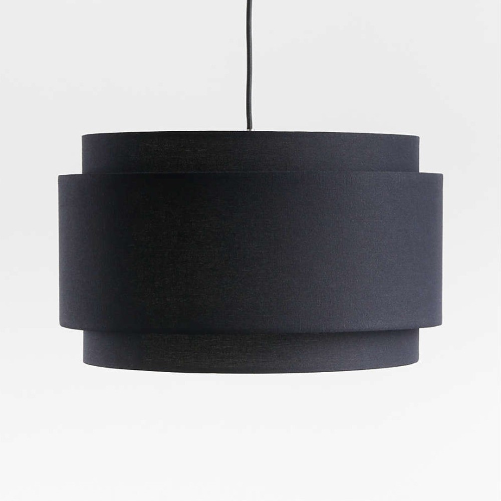 Virelai Modern Linen Double Drum Pendant Light
