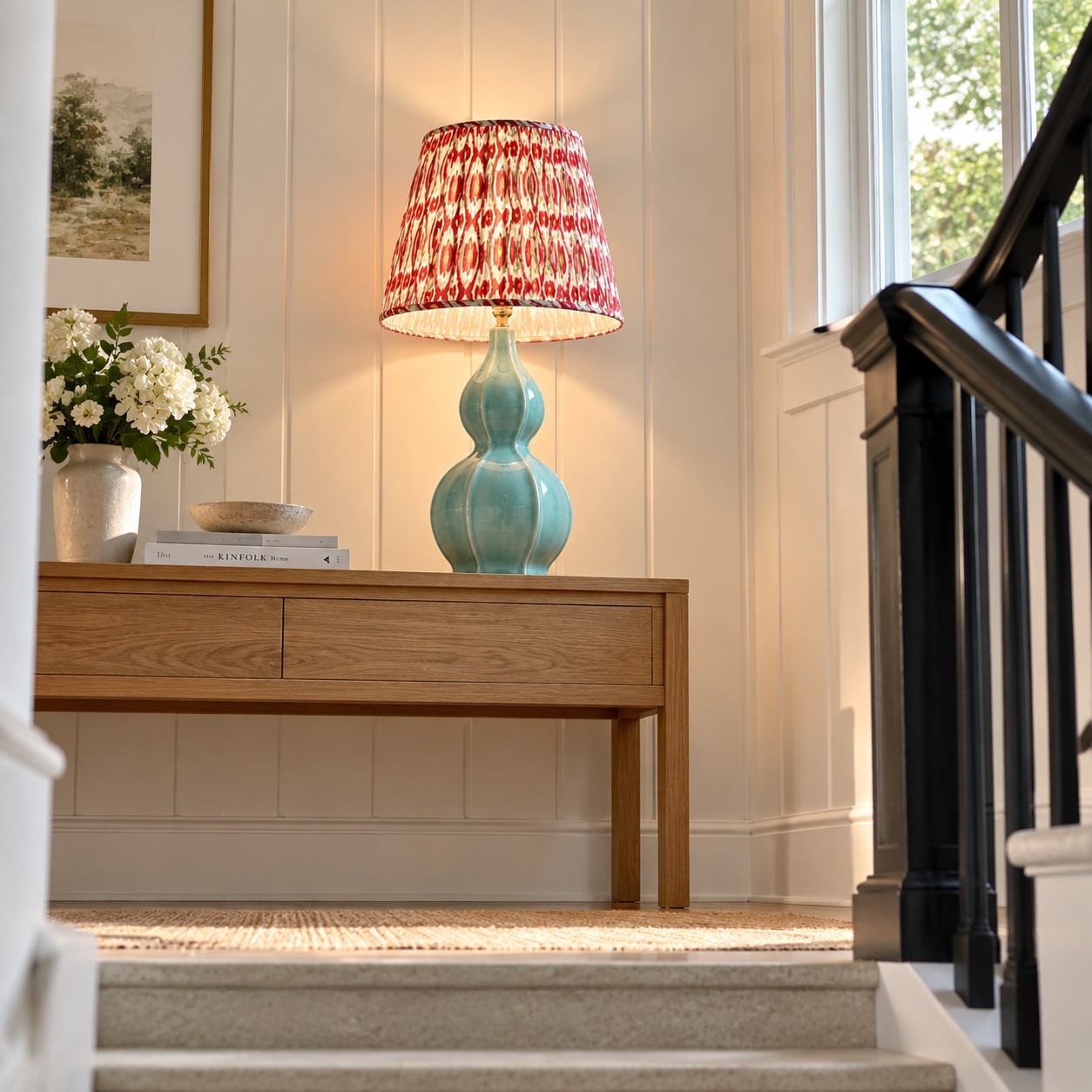 Cresenda Bohemian Fabric Ceramic Gourd Table Lamp