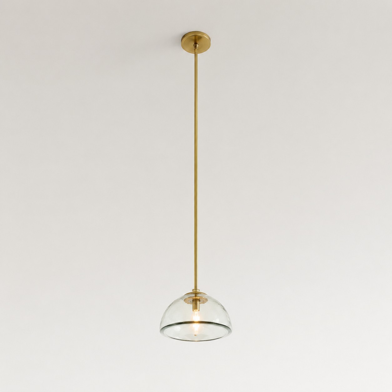 Brenna Modern Brass Cast Glass Dome Pendant Light