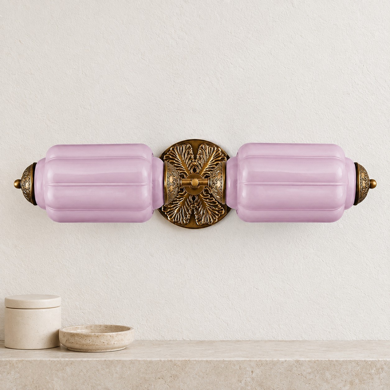 Cyrilith Vintage Art Deco Milk Glass Eloise Vanity Light