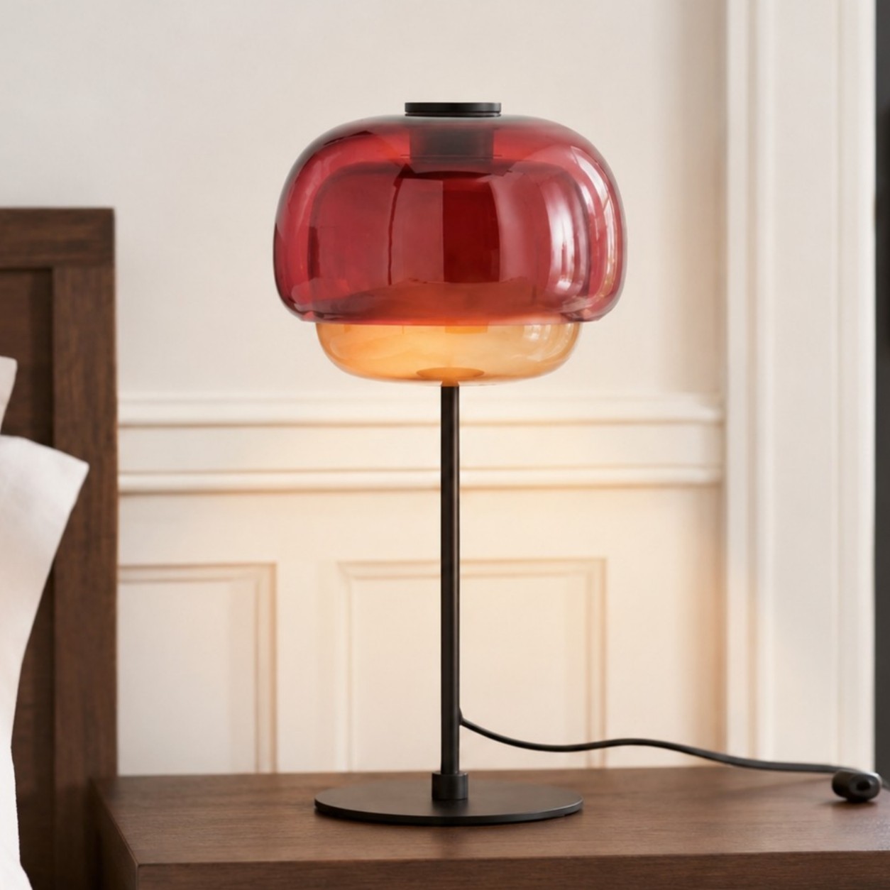 Xyndrae Modern Nordic Double-Layered Tinted Glass Table Lamp