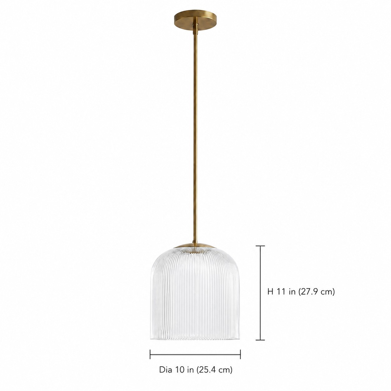 Alain Farmhouse Cooper Ribbed Glass Pendant Light For Dining Room & Kitchen