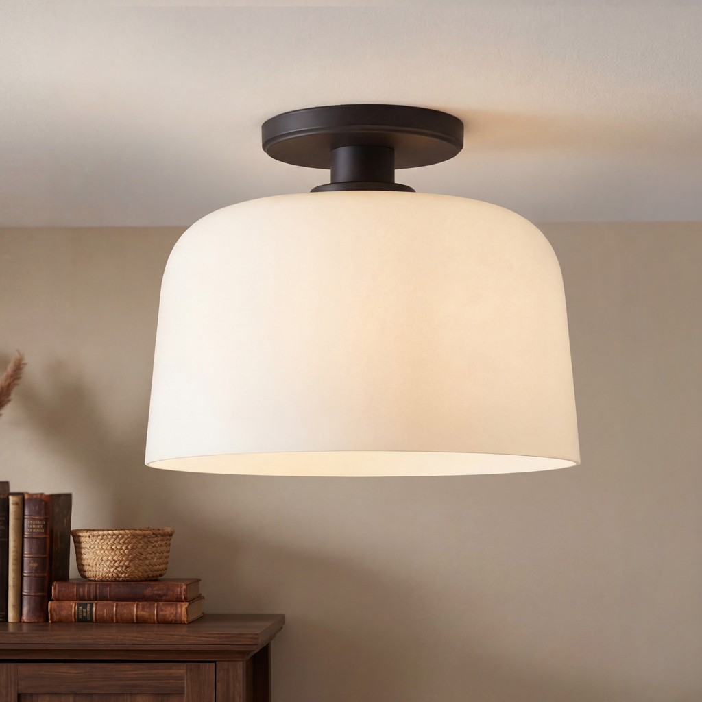 Hannahlee ‎Minimalist Glass Semi Flush Mount Ceiling Light