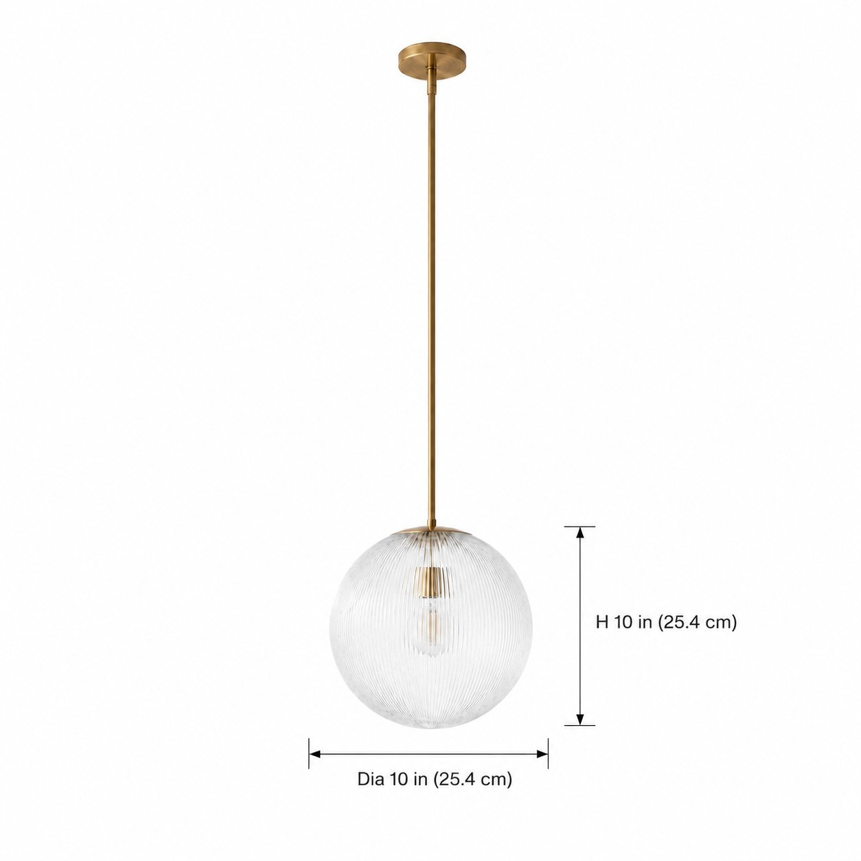 Alain Farmhouse Cooper Ribbed Glass Pendant Light