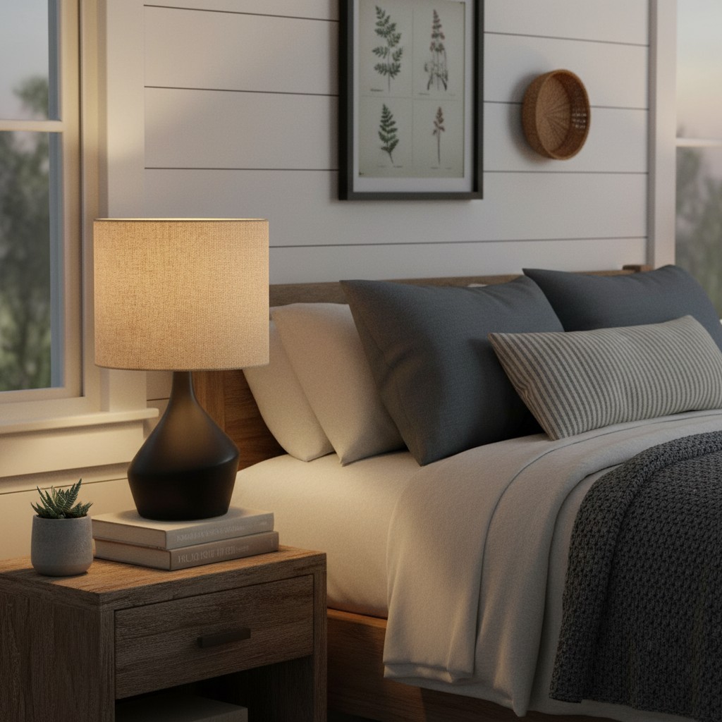 Daphne Vintage Ceramic Linen Shade Table Lamp