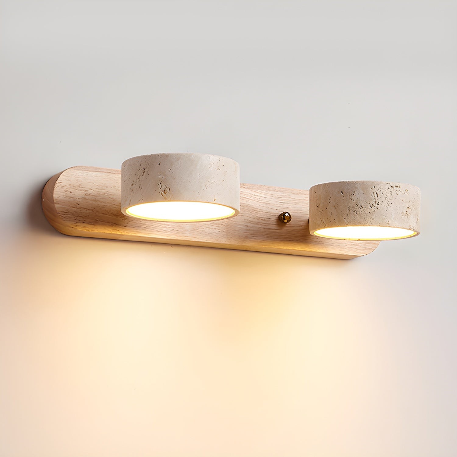 Benjamin Rustic Adjustable Travertine Wood Led Vanity Sconce