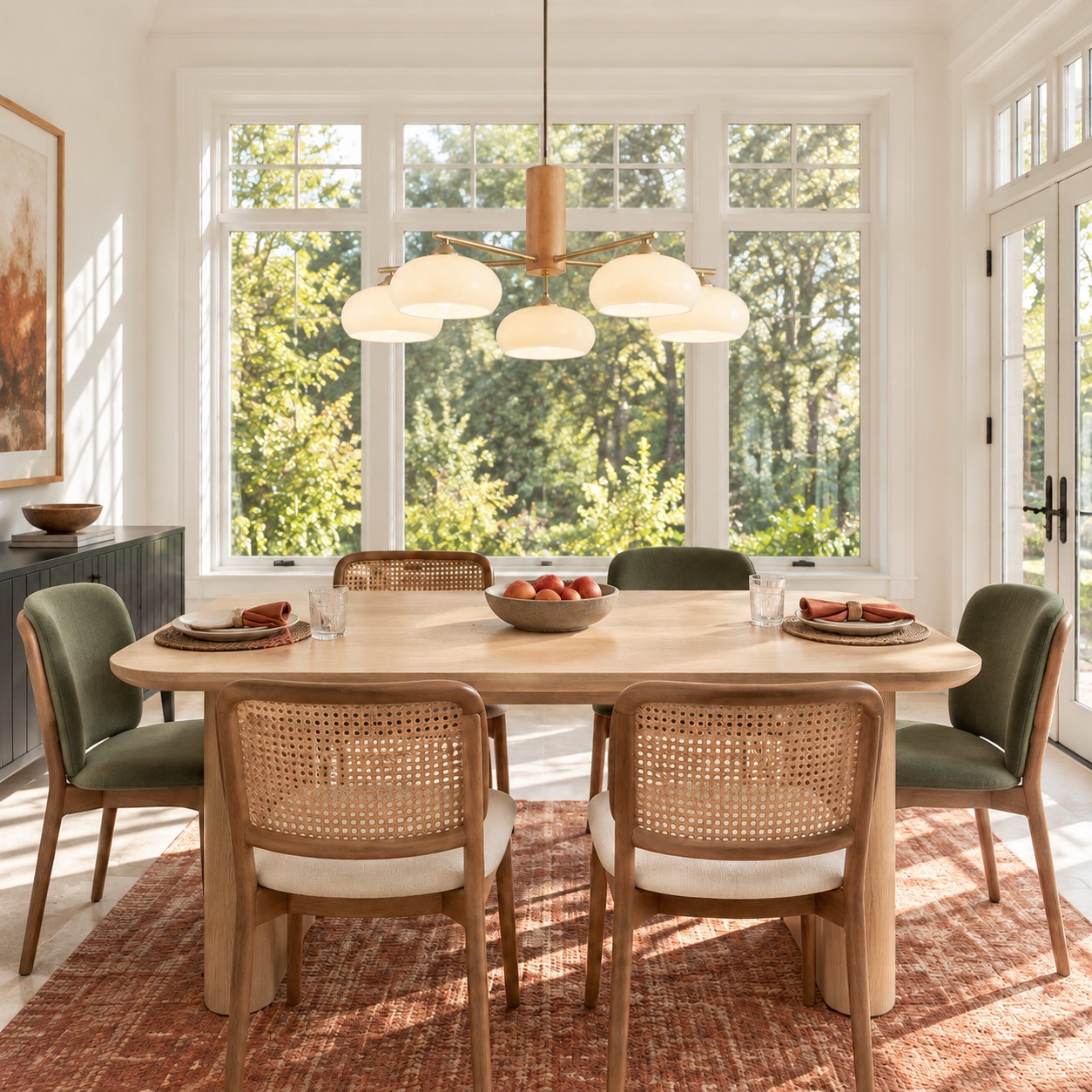 Xanthea Elliptical Persimmon Milk Glass Chandelier
