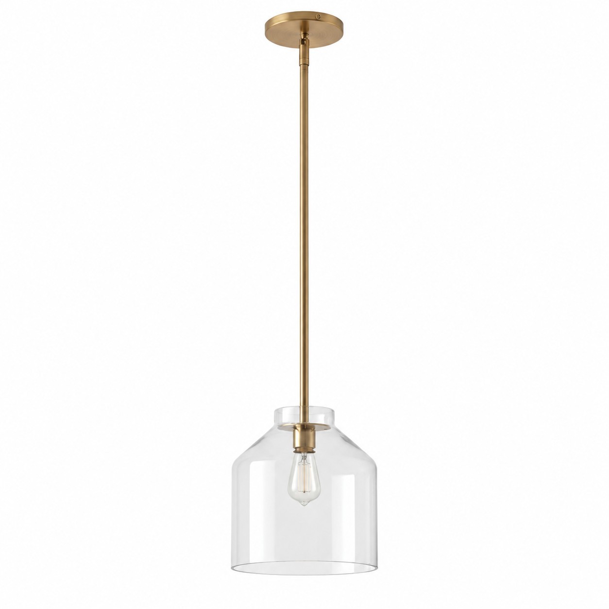 Drilon Modern Brass Rod Glass Shade Pendant Light