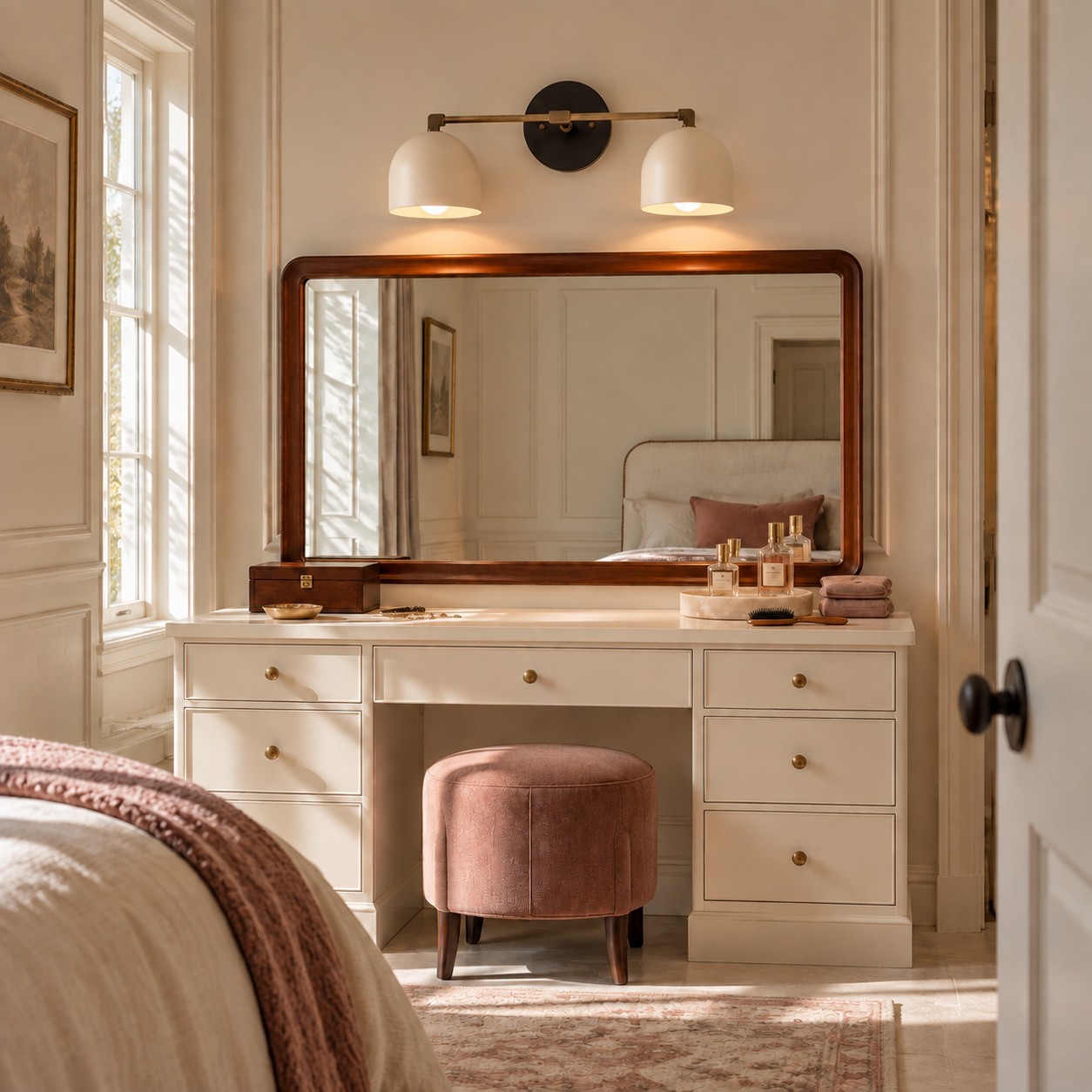 Astair Nordic Metal Deep Dome Vanity Wall Sconce in Rustic Brass