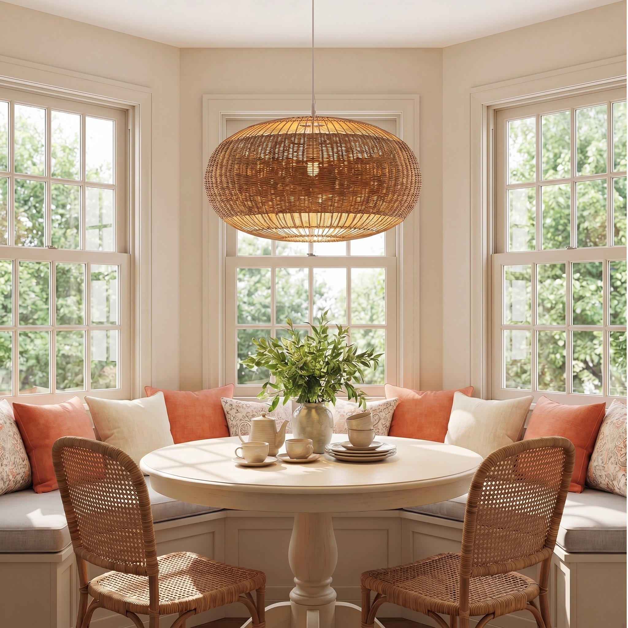 Barbara Coastal Rattan Pendant Light Kitchen Island