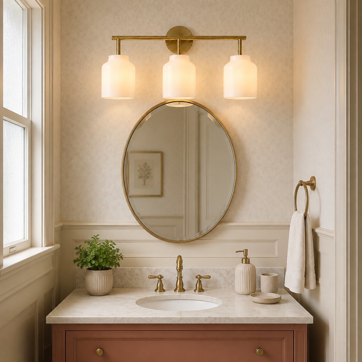 Drilon Modern 3-Light Milk Glass Bathroom Sconce