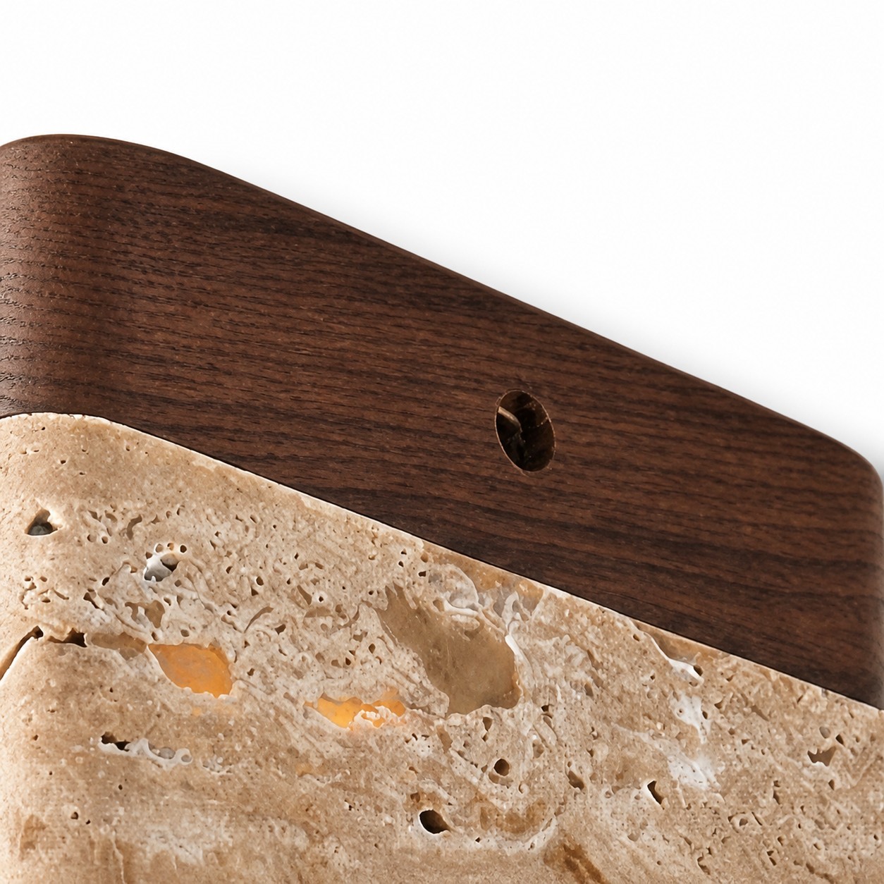 Stella Wabi Sabi Square Travertine Wood Mount Ceiling Light