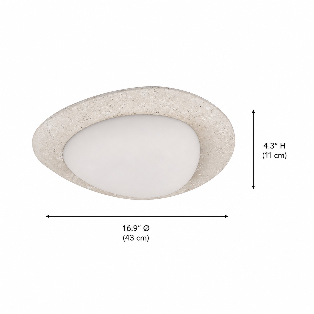 Odette Pebble-Shaped Travertine LED Flush Mount Ceiling Light