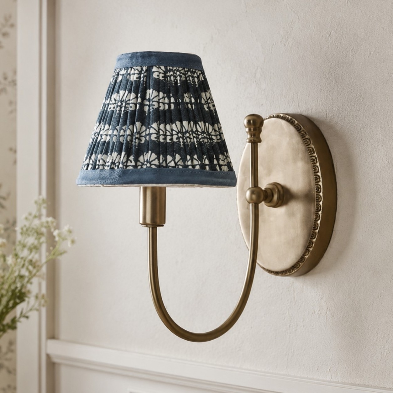 Orphelyx French Brass Fabric Shade Sconce Light