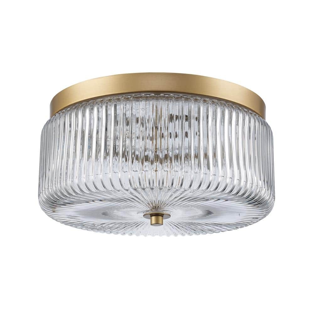 Pax Farmhouse Ribbed Glass Round Flush Mount Ceiling Light