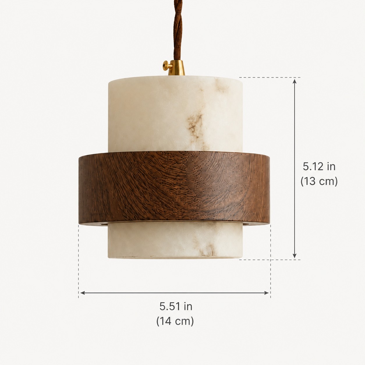 Sienna Wabi Sabi Wood and Alabaster Layered Pendant Light